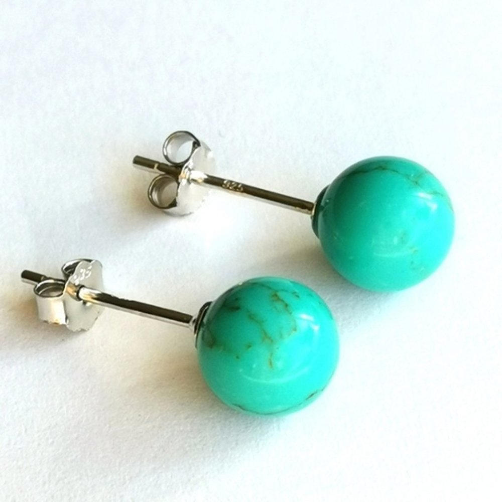 NWT turquoise ball stud earrings Sterling Silver